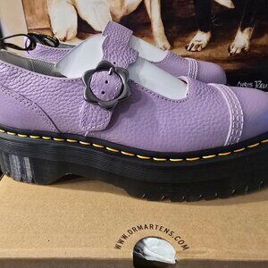 Dr Martens Addina Flower Lilac Purple Leather Mary Jane Platform Women's US 7
